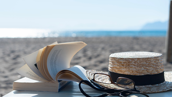 reading book on the beach