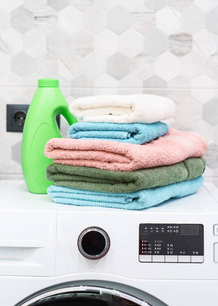 istock Stack of bath towels. Clean towels in the laundry or bathroom. 1700826831