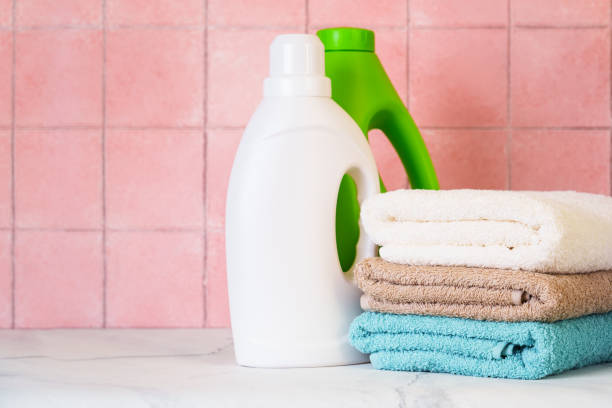 istock Clean towels and detergent in the laundry or bathroom. 1700844118