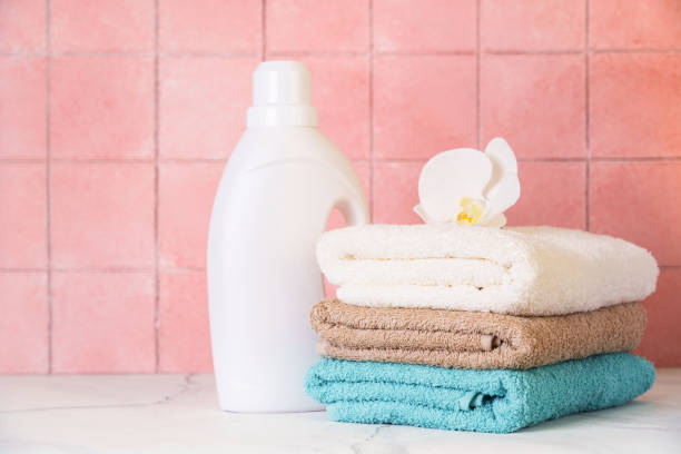 istock Clean towels and detergent in the laundry or bathroom. 1700844649