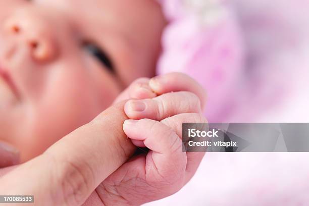 Newborn Baby Girl Holding Madres Mano Foto de stock y más banco de imágenes de Niñas bebés - Niñas bebés, Identidad, Bebé