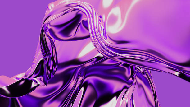 istock 3d render illustration - holographic background with a glossy liquid iridescent effect. Futuristic concept. Trendy neon flying fabric wallpaper. 1700859613