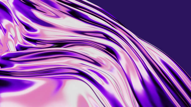 istock 3d render illustration - holographic background with a glossy liquid iridescent effect. Futuristic concept. Trendy neon flying fabric wallpaper. 1700859614