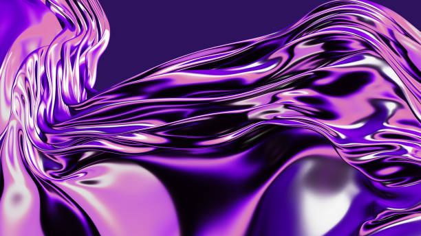 istock 3d render illustration - holographic background with a glossy liquid iridescent effect. Futuristic concept. Trendy neon flying fabric wallpaper. 1700859615