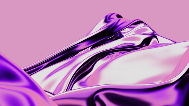 istock 3d render illustration - holographic background with a glossy liquid iridescent effect. Futuristic concept. Trendy neon flying fabric wallpaper. 1700859637