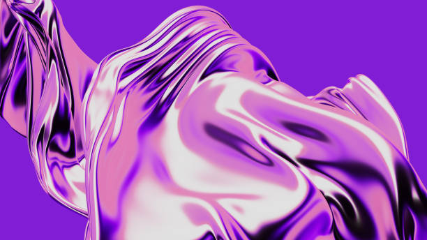 istock 3d render illustration - holographic background with a glossy liquid iridescent effect. Futuristic concept. Trendy neon flying fabric wallpaper. 1700859639