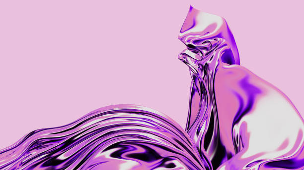 istock 3d render illustration - holographic background with a glossy liquid iridescent effect. Futuristic concept. Trendy neon flying fabric wallpaper. 1700859640