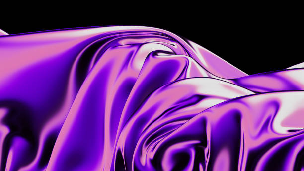 istock 3d render illustration - holographic background with a glossy liquid iridescent effect. Futuristic concept. Trendy neon flying fabric wallpaper. 1700859668