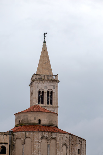 Belfry of St. Stošija Church of St. Donat in Zadar. Croatia