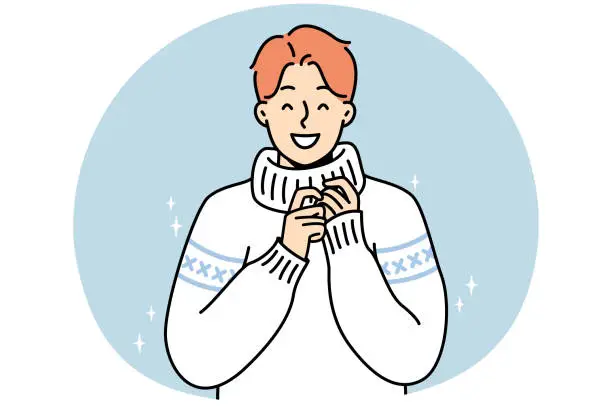 Vector illustration of Smiling man in knit sweater