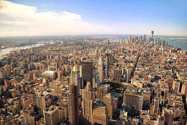 High angle view of New York city stock photo