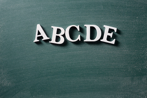 close up of the alphabet on the blackboard