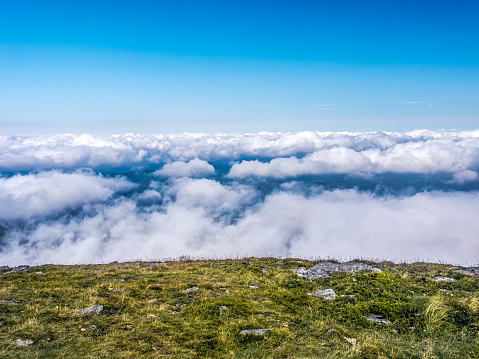 Beautiful cloudscape formation as seen from Babia Mountain Peak, Beskid Zywiecki Mountains, Poland