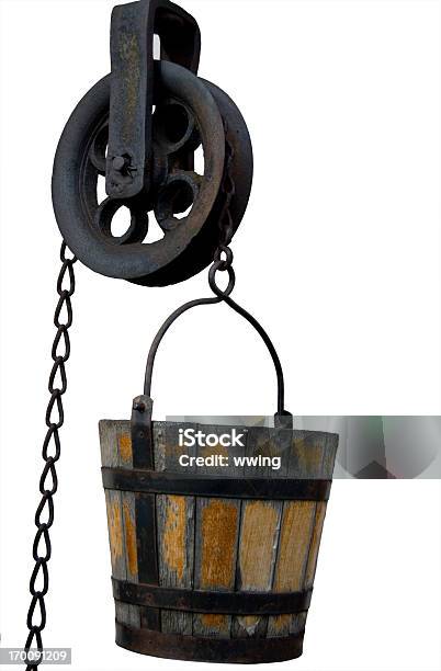 Well Bucket And Pulley Stock Photo - Download Image Now - Pulley, Well - Structure, Bucket
