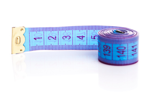 blue Tape Measure Isolated on White Background