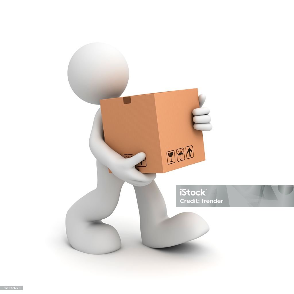 Deliveryman mit-Package - Lizenzfrei Arbeiten Stock-Foto