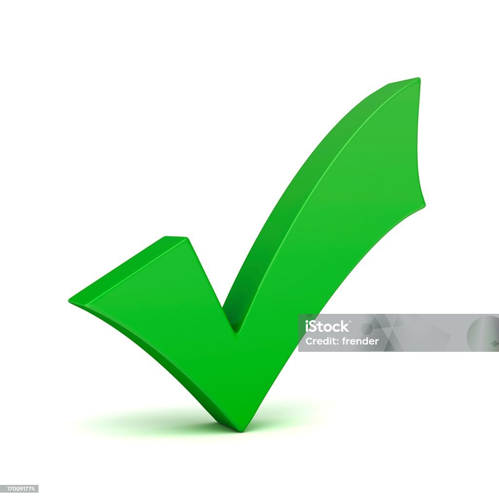 A 3D green check mark on a white background Green Check mark on white background Check Mark Stock Photo