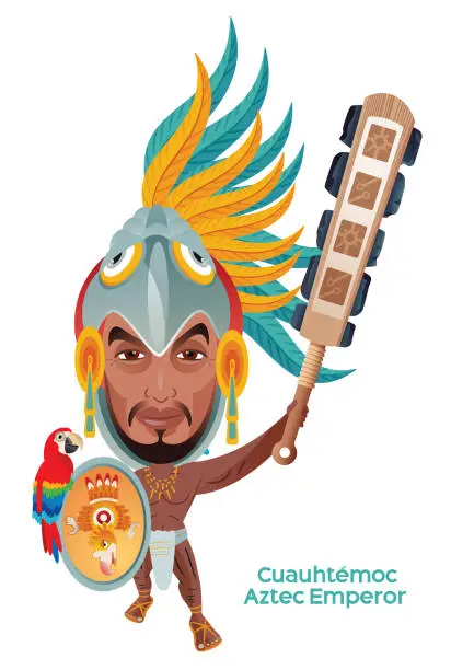 Vector illustration of Aztec Emperor; Cuauhtemoc