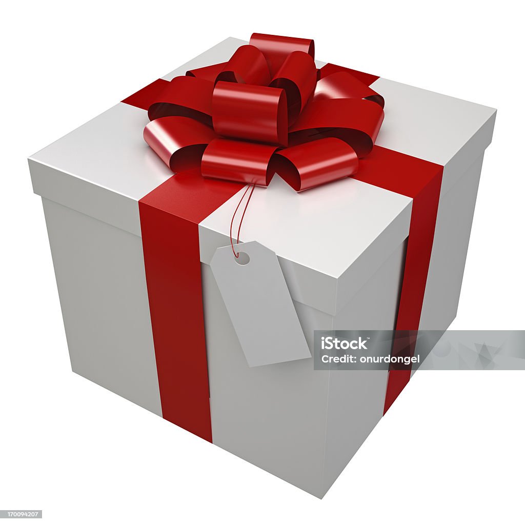 Scatola regalo e un Tag - Foto stock royalty-free di Confezione regalo