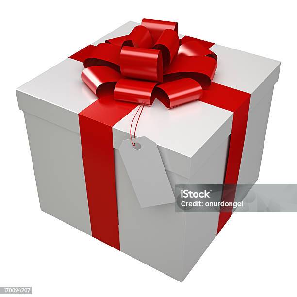 Scatola Regalo E Un Tag - Fotografie stock e altre immagini di Confezione regalo - Confezione regalo, Etichetta, Natale