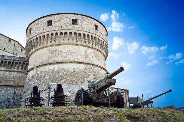 Fortress of San Leo with cannons. Romagna, Italy. Hdr image.