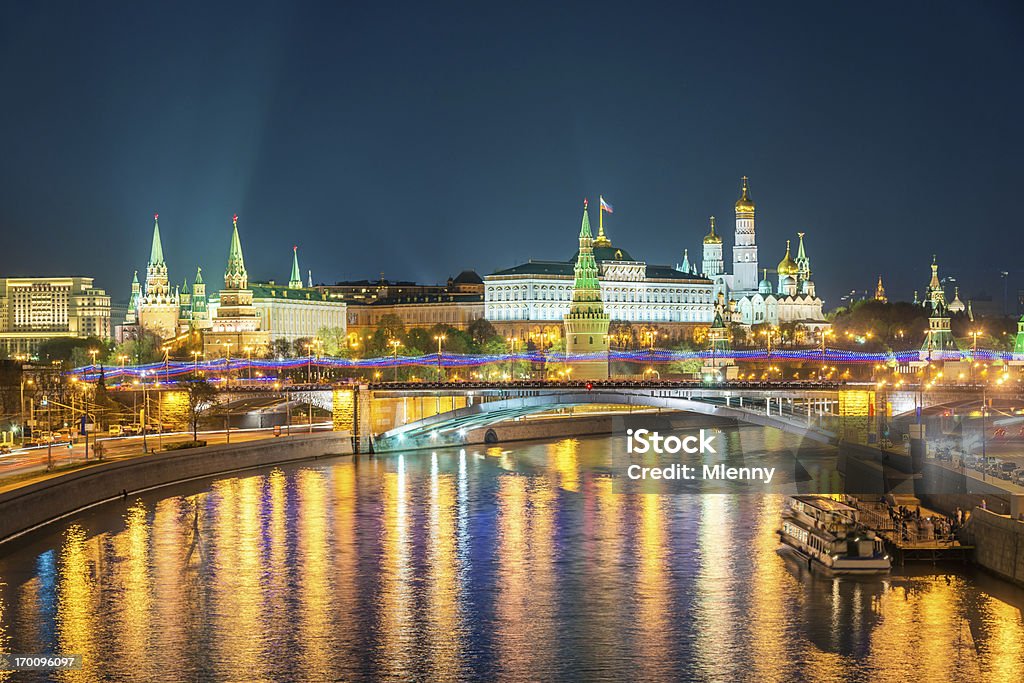 Paisagem urbana de Moscou à noite - Foto de stock de Moscou royalty-free