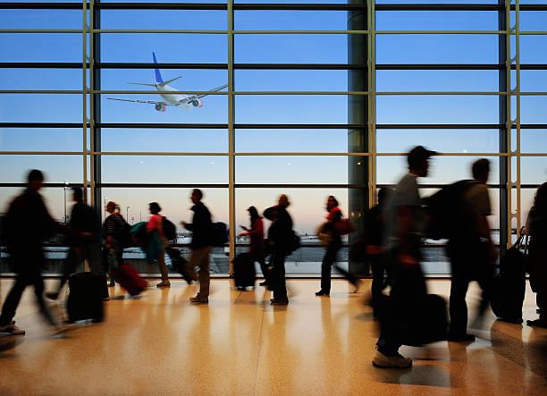 istock Airport terminal, glass windows and airplane 170096634