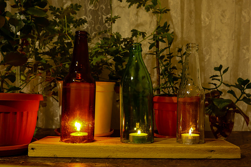 candle holder made from upcycled glass bottles
