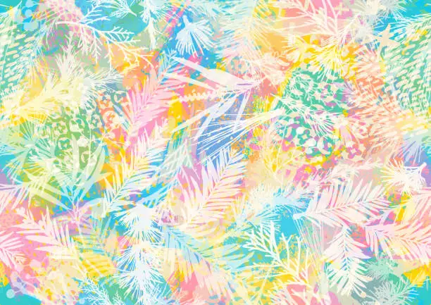 Vector illustration of Colorful tropical textures and patterns vector