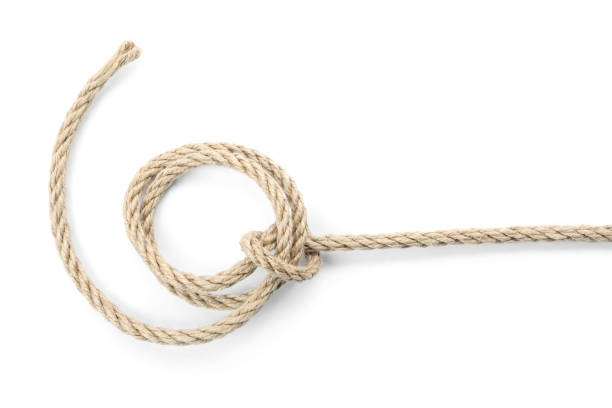 istock Hemp rope with knot isolated on white, top view 1700970807