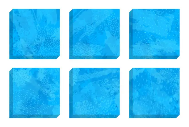 Vector illustration of Blue paint textured squares