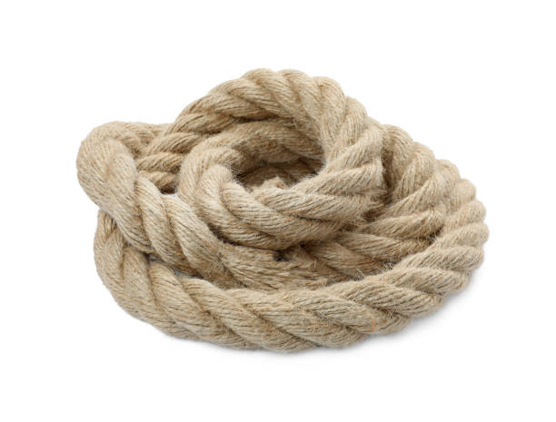 istock Bundle of hemp rope isolated on white 1700971340