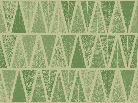Seamless green triangle winter Christmas forest trees pattern background