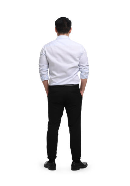 istock Businessman in formal clothes on white background, back view 1700977855