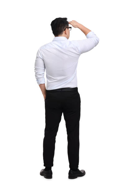 istock Businessman in formal clothes on white background, back view 1700980065