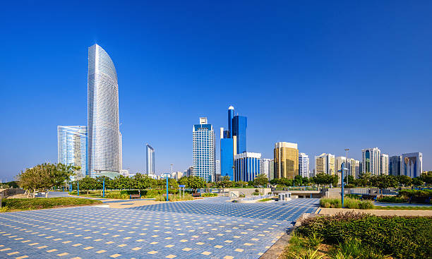 Abu Dhabi Corniche View from Abu Dhabi´s Corniche on the Skyline of Abu Dhabi. corniche photos stock pictures, royalty-free photos & images