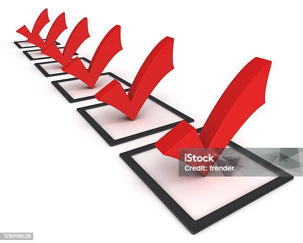 Red Check Marks On Black Squares Stock Photo - Download Image Now - Application Form, Check Mark, Checkbox