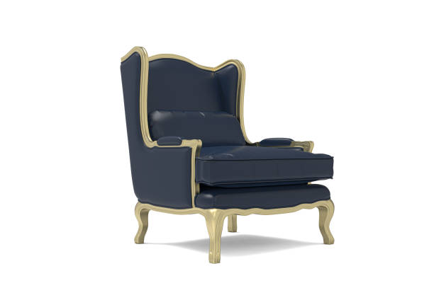 Classical style velvet armchair chair on white background with clipping path