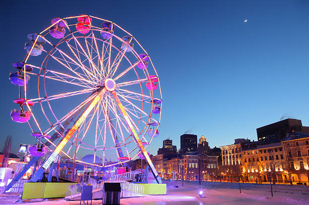 Ferris Wheel in Old Montreal during Winter  buzbuzzer montreal city stock pictures, royalty-free photos & images