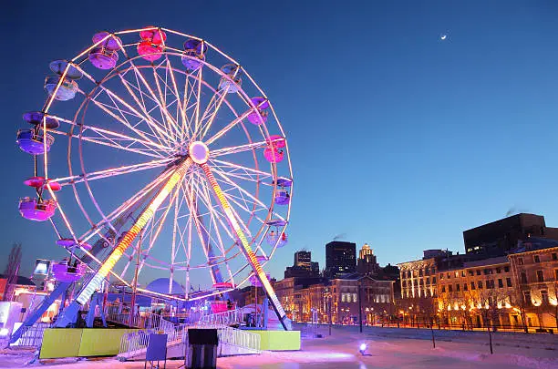 Photo of Ferris Wheel in Old Montreal during Winter
