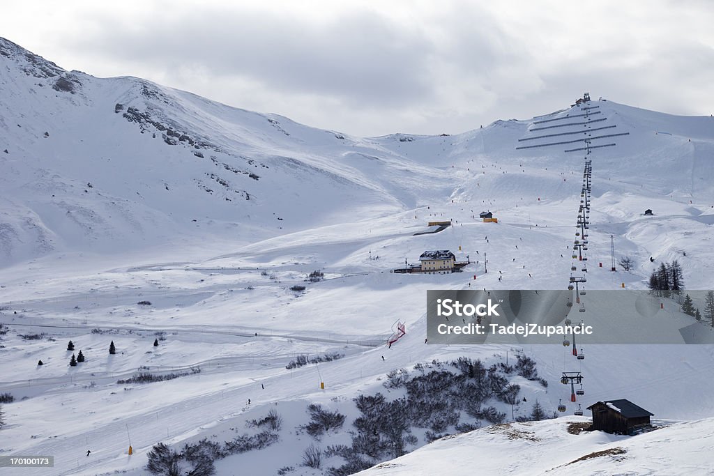 View of the ski slope Afternoon on the ski slope. Dolomites, Italy Cloud - Sky Stock Photo