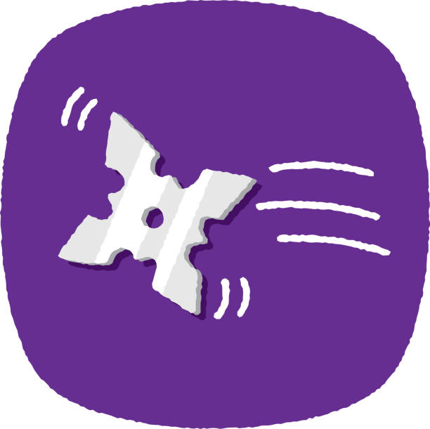 Ninja Star Doodle 4 Vector illustration of a hand drawn ninja star against a purple background with textured effect. ninja stars drawing stock illustrations