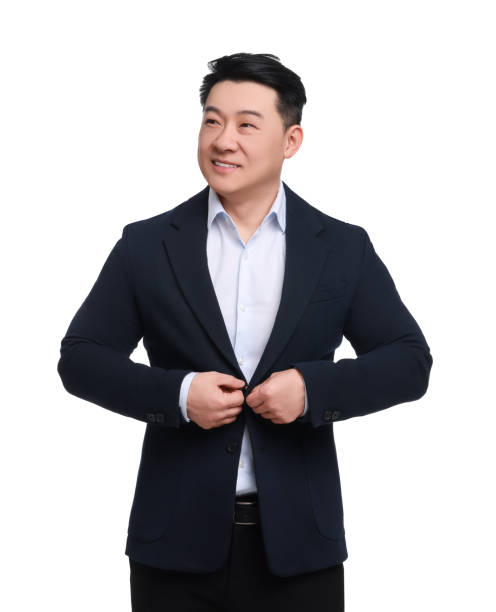 istock Businessman in suit posing on white background 1701004994