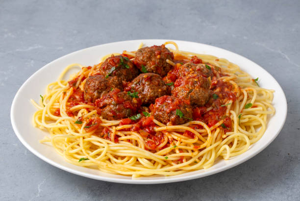 istock Spaghetti with meatballs and tomato sauce, Italian pasta 1701017611