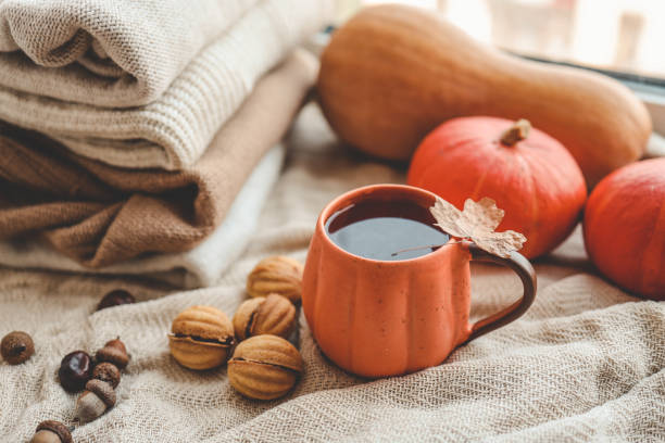 istock Cup of hot tea and a leaf, autumn mood 1701018616