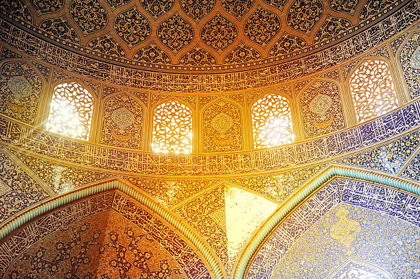 Sunlight through the windows of Sheikh Lotfollah Mosque, Iran Sunlight through the windows of Sheikh Lotfollah Mosque(built in 1615) by Safavid Iranian, on the eastern side of Naghsh-i Jahan Square, with amazing oriental ornaments in Isfahan, Iran. samarkand stock pictures, royalty-free photos & images