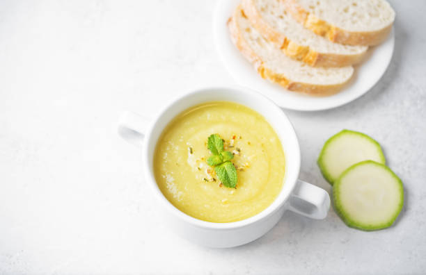 Zucchini soup in a bowl. toning. selective focus