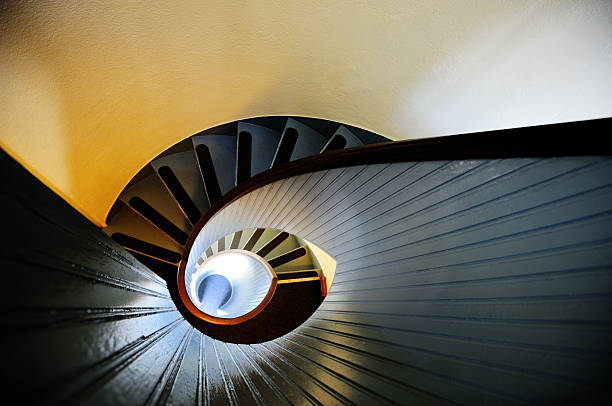 Spiral stairs, no people.