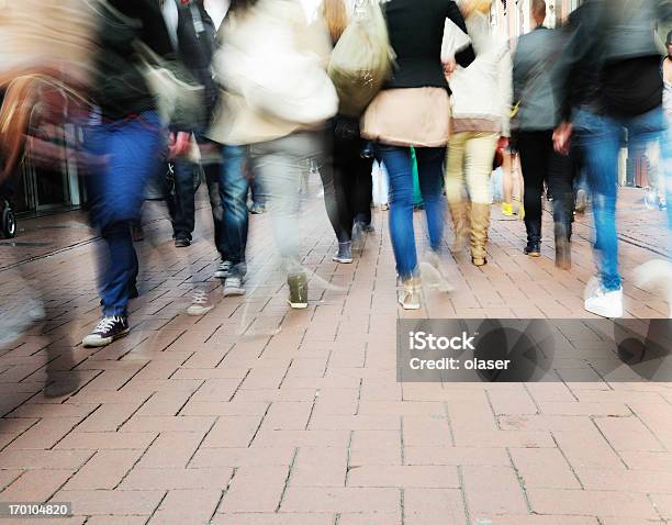 Young Walking On Street Motion Blur Stock Photo - Download Image Now - Running, Crowd of People, Defocused