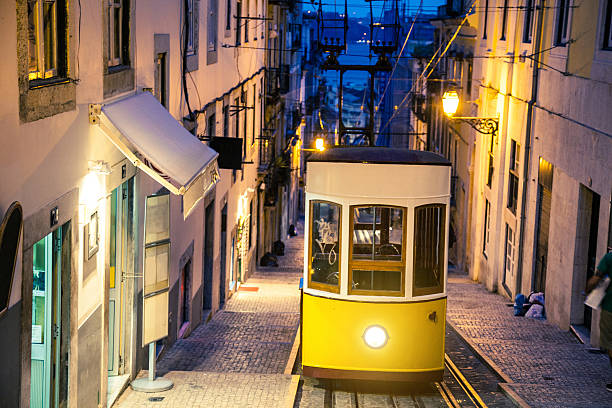 Typical funicular in Lisbon, an attraction for all tourists in visit in this beautiful city.